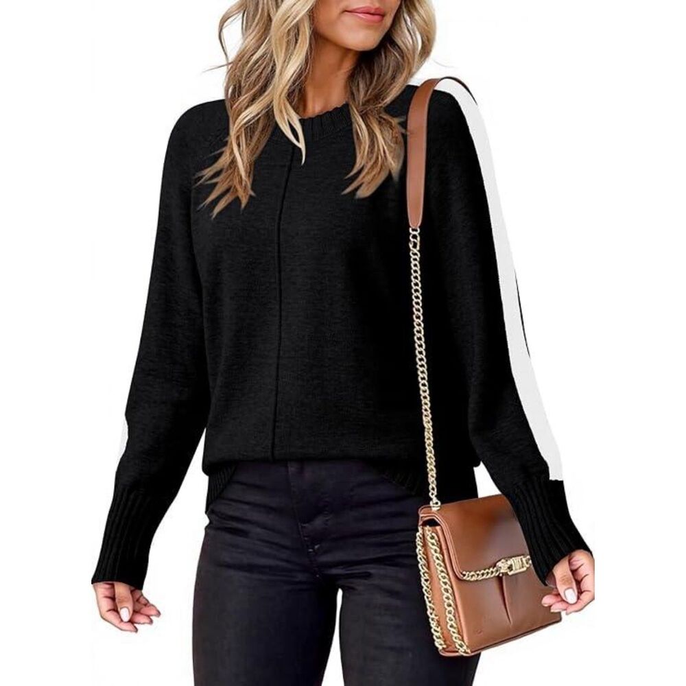 Color Block Ribbed Trim Sweater